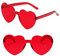 Ikosora Herz-Brille, rotes Herz geformt randlose Sonnenbrille für Frauen, Kunststoff-Party Herz Brille Neuheit Spaß Sonnenbrille transparentes Herz Zubehör für Valentine