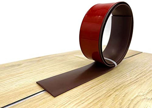 PVC Selbstklebend Abdeckleiste 1/3/10M Übergangsprofil Wasserdicht Selbstklebend,Übergangsschiene Abschlussprofil,Gummi Wandsockelleiste,Boden Teppich Laminat (Kaffee, 1M)