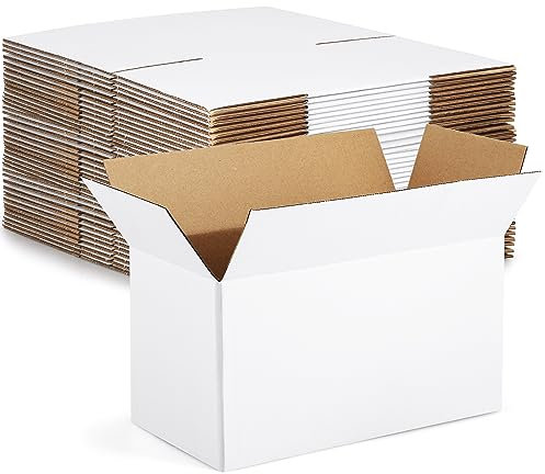 Eupako 11x6x6-Small-Shipping-Boxes-30-Pack-White-Corrugated-Box-Mailers, Cardboard Boxes for Packaging Small Business, Mailing