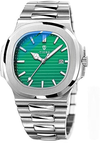 Tiong Herren-Business-Uhr Mit Quadratischem Achteck-Design, Wasserdichte Leuchtende Quarzuhr, Datums-Quarzuhr Aus Edelstahl