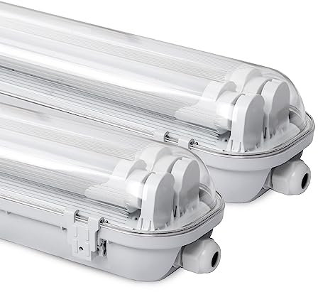 Daromigo Reglette LED 150cm, lámpara LED para locales húmedos Lámpara de lavabo 2 x 24 W, 4080 lm, blanco neutro, tubo LED T8 doble, IP65, impermeable, lámpara de taller para garaje, oficina - 2