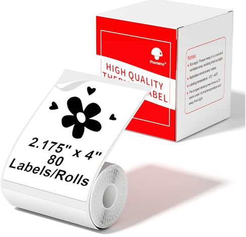 Phomemo Thermo-Etiketten Druckerpapier, Selbstklebende Große Versandetiketten/Namensschilder | 54mmx101mm | 80 Etiketten/Rolle Kompatibel mit Phomemo M220 M250 M221 M421 Etikettendrucker