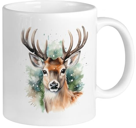GRAZDesign Weihnachtstasse mit Namen personalisiert Hirsch weihnachtlich, Namenstasse Kaffeetasse Keramik 330ml