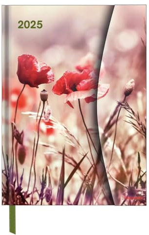N NEUMANNVERLAGE - Flowers 2025 Diary, 16x22cm, Taschenkalender mit Magnetverschluss und Lesebändchen, Tasche für Visitenkarte, Jahres- und ... internationales Kalendarium: Magneto Diary