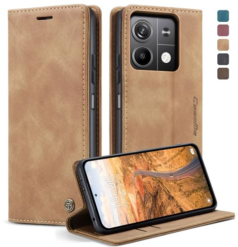 KZB Handyhülle für Xiaomi Redmi Note 13 5G Hülle (Nicht für 4G) Premium Lederhülle Klappbar Flip Case Tasche Magnet Kartenfach Standfunktion Klapphülle Schutzhülle für Redmi Note 13 5G - Braun