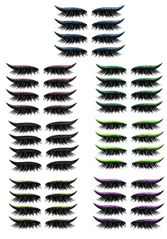 Autocollants pour Cils avec Cils, 4 Paires D'Autocollants pour Cils Réutilisables, les Faux Cils Sont Imperméables et Faciles à Porter, Faux Cils, Autocollants (jeu de 7 couleurs)