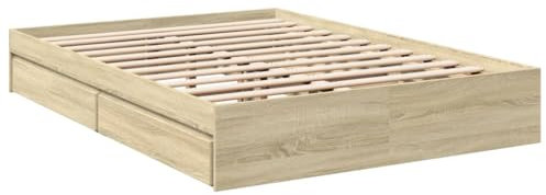 vidaXL Bettgestell, Bett mit Schubladen für Schlafzimmer, Bettrahmen mit Lattenrost, Schlafzimmerbett Doppelbett, Sonoma-Eiche 120x200cm Holzwerkstoff