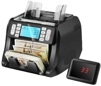 MZZYG Contador de Billetes Contador De Dinero De 1200 Uds/Min, Caja Registradora Comercial, Detector De Billetes Falsos con Función UV/IR/DD For Tienda Bancaria