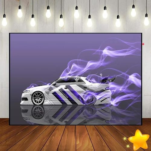 Thrill Racing Car Drifting Race Snow Speed ​​Hintergrund, individueller Geburtstagshintergrund, Dekoration, Fotoparty, Babyparty, Vinyl-Banner 150x100cm