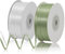RAFIYU 2 Rollen Schleifenband Grün und Weiß, 3mm x 182m Satinband Geschenkband für Einpacken von Geschenken Basteln Luftballons Blumenstrauß Geburtstag Hochzeit Eukalyptus Deko