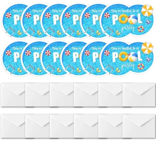 WeddHuis 12 pcs Geburtstag Einladungskarten Pool Party Einladungskarten Kindergeburtstag Party Einladungskarten für Pool und Wasserpark Feiern