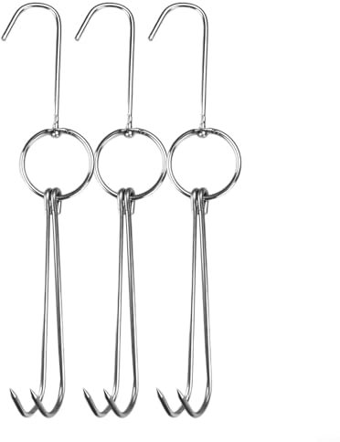 Zoegneer BBQ Grill Hanger, Double Meat Hooks for Roast Duck , High Grade Stainless Steel (B)