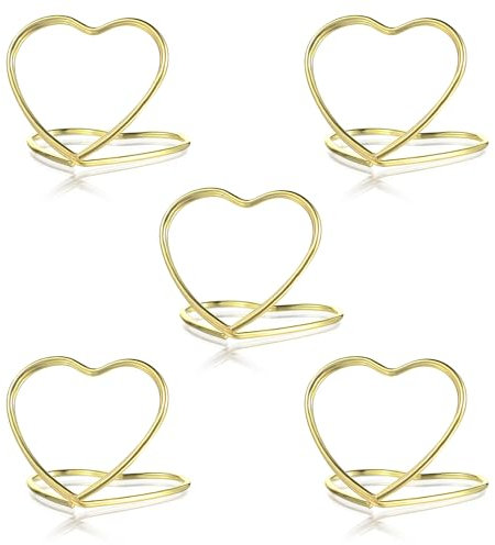 Tucnoeu 30 Stück Herzförmiger Tischkartenhalter Gold Tischkartenhalter Gold Kartenhalter Ideal für Hochzeitsempfänge Partys Weihnachtsessen und Geburtstage