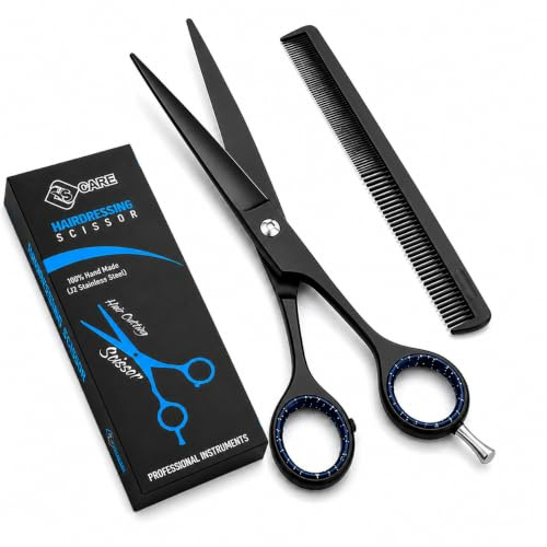 YSCARE Friseurschere Profi 6,5 Zoll Haarschere aus Edelstahl, Feste Schraube, Scharfe Präzisionsklingen, Ergonomischer Griff, Barber Schere für Haare, Bart & Schnurrbart, Salon & Zuhause