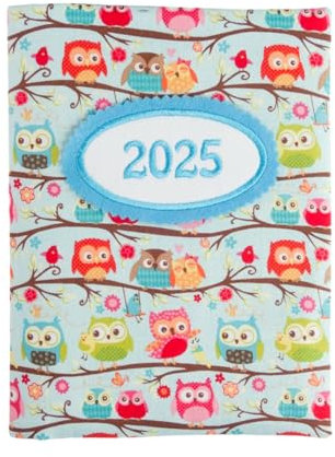 bettina bruder - Kalender Buchkalender 2026 Eule Äste hellblau bunt - Timer Terminplaner Chefplaner DIN A5