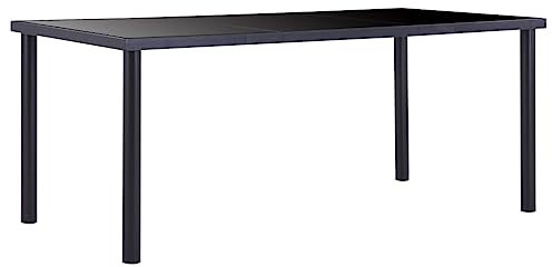 NQJIBUE Mesas de comedor de cristal templado negro 180 x 90 x 75 cm, mesa de cocina y comedor