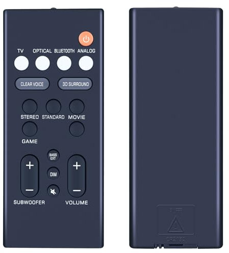TCNOUMT New Replacement Remote Control Suitible for Yamaha Sound Bar SR-B20A VDQ7630 SR-C20A SR-B20ABL ATS-C200 SR-C20ABL