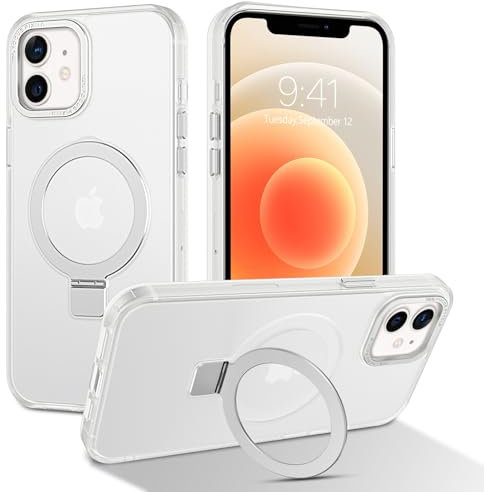BENTOBEN Hülle für iPhone 12 Mini Mag-Safe mit Ständer, [Magnetisch Ständer Ring] Matt Kabellos Dünn TPU Bumper Cover Case Handyhülle iPhone 12 Mini 5.4, Weiß