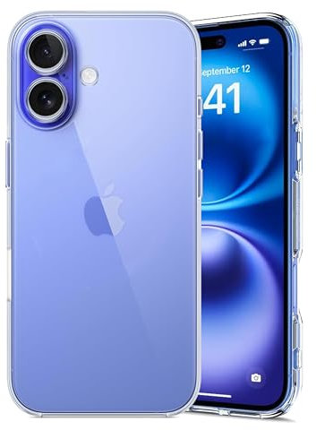 TECHTRENCH Clear Case For iPhone 16 Plus, Clear Case Slim Thin Transparent [Military Protection] Shockproof Anti-Yellowing Silicone Gel Cover Case for iPhone 16 Plus (Clear)