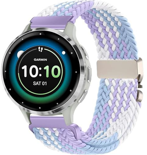 VELULYX Nylon Flechtband Kompatibel mit Garmin Venu 2S/Venu 3S/Vivomove 3S/Vivoactive 4S, 18MM Elastisches armband für Fossil Gen 6/5E/3/4/Wings Steel HR 36mm/ScanWatch 2 38mm