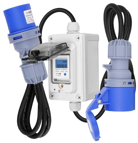 CHENGPI Compteur électrique Numérique Mobile avec Prise CEE pour Camping - Cars,Véhicules électriques,Campings ou les Cmpteurs à LED Industriels