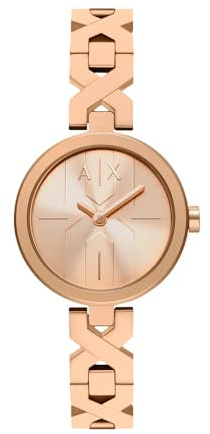 Armani Exchange Watch for Women, Quartz Two-Hand Movement and 32 mm Case Size with Stainless Steel Strap, Blush Rose Gold