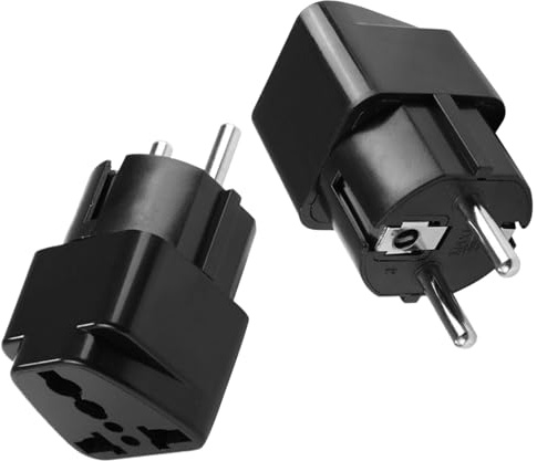 2 Stück Universal Adapter,Adapter China Deutschlandstecker,Reiseadapter für Deutschland, Frankreich, Spanien, Schweden, Niederlande, Belgien, Polen, Russland(Schwarz)