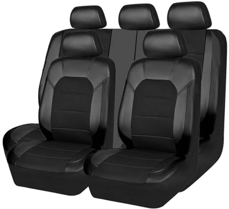 DECAIK Auto Sitzbezüge Set für Ford Ecosport 2018-2022, wasserdichte 5-Sitzer-Autositzbezug aus PU-Leder, Allwetter-Sitzbezug für die Vordersitze und Rücksitze,A Black