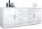 Vladon Sideboard Faro V2, Made in Germany, Kommode mit 2 Türen und 4 Schubladen, Weiß matt/Weiß Hochglanz (166 x 72 x 35 cm)