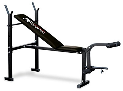 JK Fitness 6055 Panca Regolabile con Portabilanciere Eco, Nero