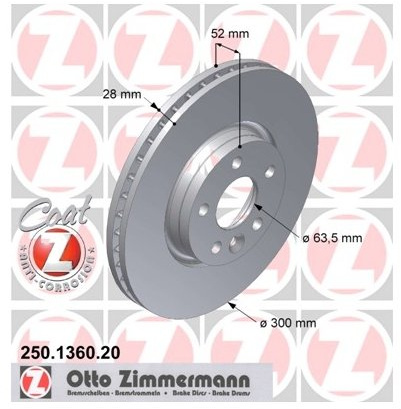 Zimmermann 250.1360.20 Bremsscheiben, COAT Z, 2 Stück