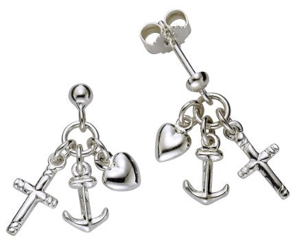 Zeeme for Kids Kinder Ohrhänger 925 Sterling Silber Glaube Liebe Hoffnung 360221802