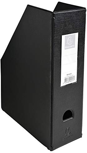 Exacompta 90161E Stehsammler aus stabilem Karton mit Kunststoffbezug für DIN A4 7cm Rückenbreite schwarz mit Rückenschild perfekt zur Aufbewahrung von Zeitschriften Katalogen
