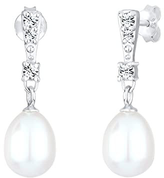 Elli - Pendientes de botón de plata de ley con cristal swarovski