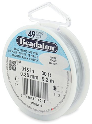 Beadalon Beading Wire 49 Strand 0.38mm (.015in) - White - 9.2m (30ft)