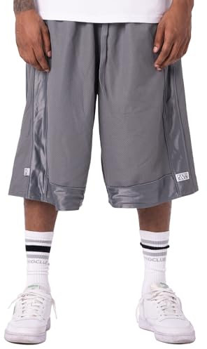 Pro Club Herren Basketball-Shorts aus schwerem Netzstoff - Grau - Mittel
