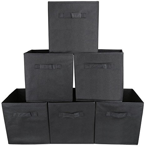 EZOWare 6er-Pack Aufbewahrungsbox Faltbare Aufbewahrungskiste Faltbox und Weichem Stoff in Würfelform - Schwarz