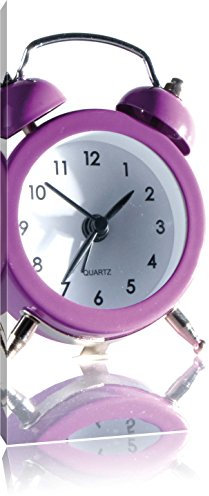 Pixxprint Pinker Wecker, Größe: 120x80cm, Leinwandbild, fertig gespannt, Wandbild, Dekoration, Kunstdruck, kein Poster