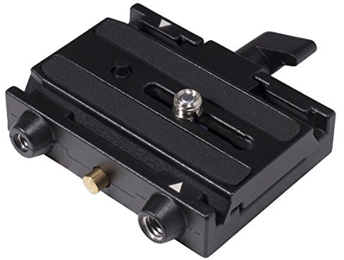 Manfrotto 577 Quick Release Adapter with Sliding Plate, with Quick Safety Lock, Compatible with Most Professional Cameras, Black