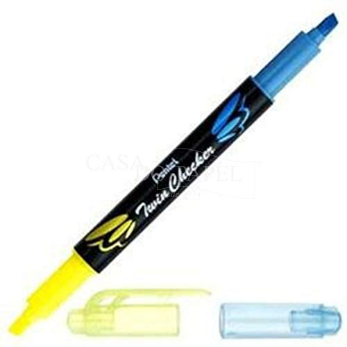 Pentel SLW8-GS Textmarker TWIN CHECKER, 2 Spitzen, gelb/blau