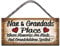 Shabby Chic Wooden Funny Wall Plaque – Nan & Grandad’s Place Where Memories Are Made and Grandchildren Spoilt – Heartwarming Gift for Grandparents, Birthday Sign