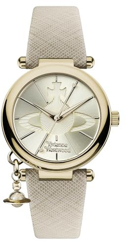 Vivienne Westwood Orb Pop Orologio con Display Analogico al Quarzo da Donna con Cinturino in Pelle e Quadrante Dorato VV006GDCM