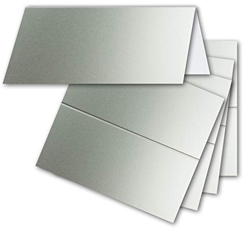 FarbenFroh by GUSTAV NEUSER 50x Tischkarten in Silber (Metallic) - 4,5 x 10 cm - blanko - Doppel-Karten - als Platzkarten und Namenskarten für Hochzeit und Feste