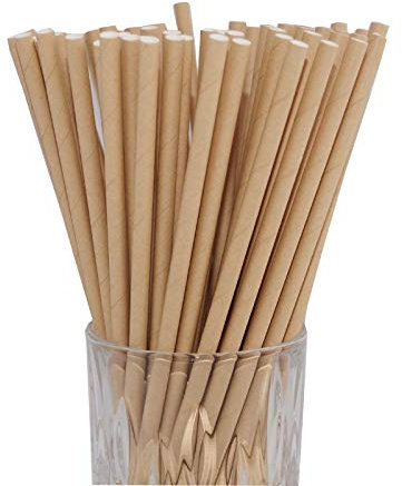 LUXENTU Strohhalme Trinkhalme aus Papier - 100, 300, 500 oder 1000 Stück - (500 Stück, Natur)