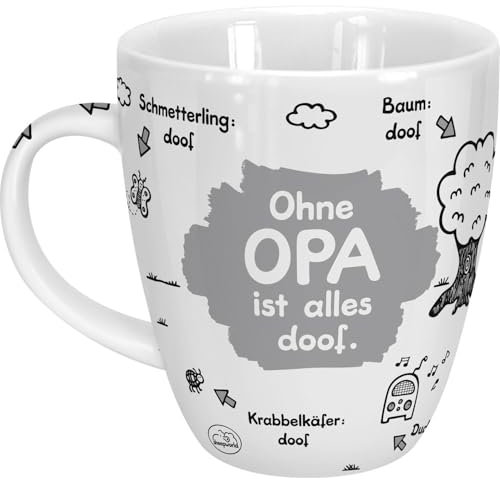 Sheepworld Tasse Ohne Opa ist alles doof | Porzellan, 45 cl | Porzellantasse für Kaffee und Tee, Tasse mit Spruch, Geburtstag | 45136