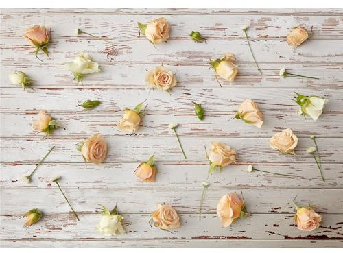 decomonkey Fototapete Blumen Rose 400x280 cm Tapete Fototapeten Vlies Tapeten Vliestapete Wandtapete moderne Wandbild Wand Schlafzimmer Wohnzimmer Wand Holz Natur