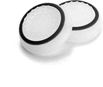 Tapa de silicona para palanca de pulgar para mandos de juegos PS4, Xbox One, PS3, Xbox 360, PS2, color blanco con negro