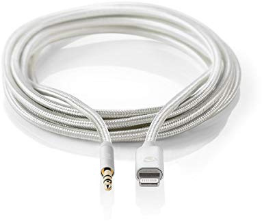 Nedis - Apple Lightning Adapter - 3.5 mm Stecker - Vergoldet - 1.00 m - rund - Nylonhülle - Aluminium - Weiss