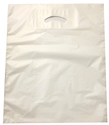 100 Stück DKT >35my Tüte Tragetaschen Plastik-Beutel Tüten 38+45x5cm weiß Plastiktüten