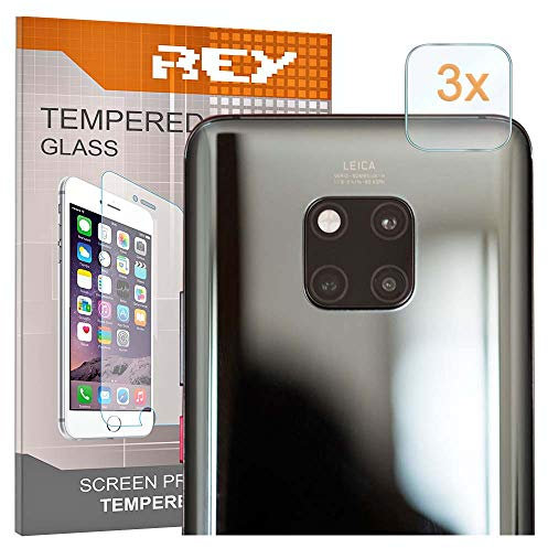 REY 3X Protector de Pantalla para Cámara Trasera de Huawei Mate 20 Pro, Cristal Vidrio Templado Premium